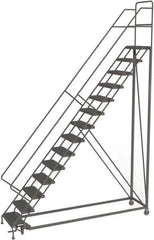 TRI-ARC - 176" 14 Step Configurable Rolling Ladder - 56° Incline, 450 Lb Capacity, 140" Platform Height, 39" Base Width x 104" Base Depth, Serrated - Industrial Tool & Supply