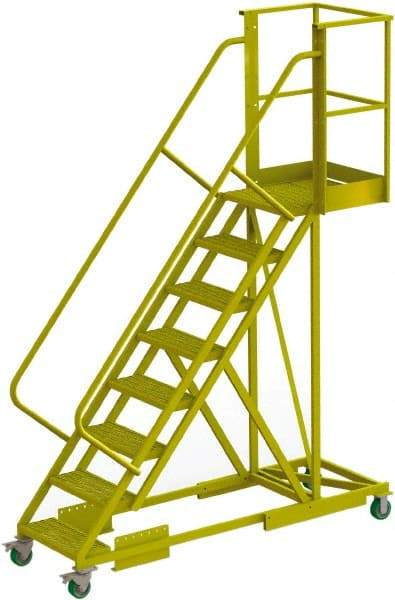 TRI-ARC - 122" 8 Step Configurable Cantilever Ladder - Supported, 300 Lb Capacity, 80" Platform Height, 30" Base Width x 89" Base Depth, Perforated Tread - Industrial Tool & Supply