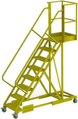 TRI-ARC - 122" 8 Step Configurable Cantilever Ladder - Supported, 300 Lb Capacity, 80" Platform Height, 30" Base Width x 89" Base Depth, Perforated Tread - Industrial Tool & Supply