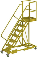 TRI-ARC - 112" 7 Step Configurable Cantilever Ladder - Supported, 300 Lb Capacity, 70" Platform Height, 30" Base Width x 81" Base Depth, Perforated Tread - Industrial Tool & Supply