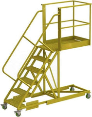 TRI-ARC - 102" 6 Step Configurable Cantilever Ladder - Supported, 300 Lb Capacity, 60" Platform Height, 30" Base Width x 92" Base Depth, Serrated - Industrial Tool & Supply