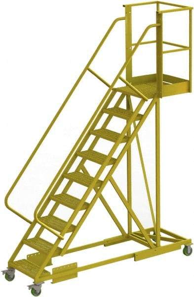 TRI-ARC - 132" 9 Step Configurable Cantilever Ladder - Supported, 300 Lb Capacity, 90" Platform Height, 30" Base Width x 97" Base Depth, Perforated Tread - Industrial Tool & Supply