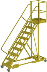 TRI-ARC - 132" 9 Step Configurable Cantilever Ladder - Supported, 300 Lb Capacity, 90" Platform Height, 30" Base Width x 97" Base Depth, Perforated Tread - Industrial Tool & Supply