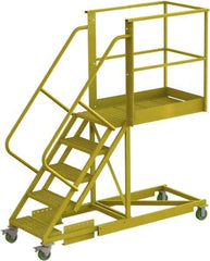 TRI-ARC - 92" 5 Step Configurable Cantilever Ladder - Supported, 300 Lb Capacity, 50" Platform Height, 30" Base Width x 84" Base Depth, Serrated - Industrial Tool & Supply