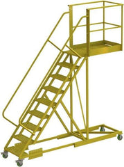 TRI-ARC - 132" 9 Step Configurable Cantilever Ladder - Supported, 300 Lb Capacity, 90" Platform Height, 30" Base Width x 117" Base Depth, Perforated Tread - Industrial Tool & Supply