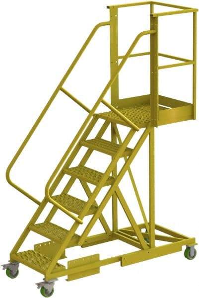 TRI-ARC - 102" 6 Step Configurable Cantilever Ladder - Supported, 300 Lb Capacity, 60" Platform Height, 30" Base Width x 72" Base Depth, Serrated - Industrial Tool & Supply