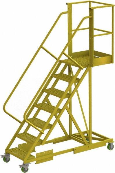 TRI-ARC - 112" 7 Step Configurable Cantilever Ladder - Supported, 300 Lb Capacity, 70" Platform Height, 30" Base Width x 81" Base Depth, Serrated - Industrial Tool & Supply