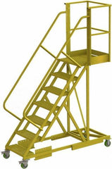 TRI-ARC - 112" 7 Step Configurable Cantilever Ladder - Supported, 300 Lb Capacity, 70" Platform Height, 30" Base Width x 81" Base Depth, Serrated - Industrial Tool & Supply