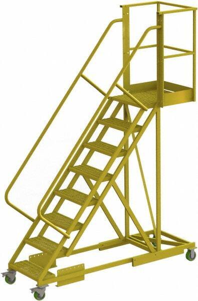 TRI-ARC - 122" 8 Step Configurable Cantilever Ladder - Supported, 300 Lb Capacity, 80" Platform Height, 30" Base Width x 89" Base Depth, Serrated - Industrial Tool & Supply