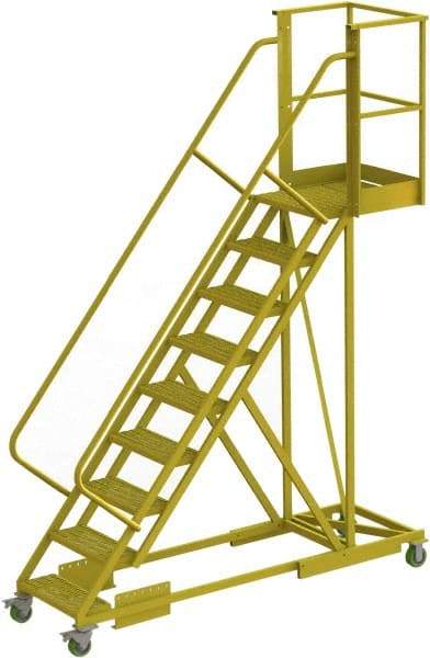 TRI-ARC - 132" 9 Step Configurable Cantilever Ladder - Supported, 300 Lb Capacity, 90" Platform Height, 30" Base Width x 97" Base Depth, Serrated - Industrial Tool & Supply