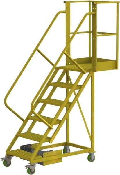 TRI-ARC - 102" 6 Step Configurable Cantilever Ladder - Unsupported, 300 Lb Capacity, 60" Platform Height, 30" Base Width x 72" Base Depth, Perforated Tread - Industrial Tool & Supply