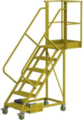 TRI-ARC - 102" 6 Step Configurable Cantilever Ladder - Unsupported, 300 Lb Capacity, 60" Platform Height, 30" Base Width x 72" Base Depth, Perforated Tread - Industrial Tool & Supply
