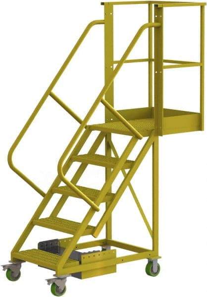 TRI-ARC - 92" 5 Step Configurable Cantilever Ladder - Unsupported, 300 Lb Capacity, 50" Platform Height, 30" Base Width x 64" Base Depth, Perforated Tread - Industrial Tool & Supply