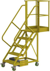 TRI-ARC - 92" 5 Step Configurable Cantilever Ladder - Unsupported, 300 Lb Capacity, 50" Platform Height, 30" Base Width x 64" Base Depth, Perforated Tread - Industrial Tool & Supply