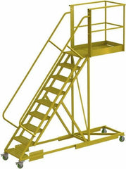 TRI-ARC - 132" 9 Step Configurable Cantilever Ladder - Supported, 300 Lb Capacity, 90" Platform Height, 30" Base Width x 117" Base Depth, Serrated - Industrial Tool & Supply