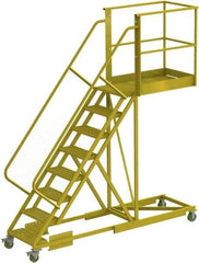 TRI-ARC - 122" 8 Step Configurable Cantilever Ladder - Supported, 300 Lb Capacity, 80" Platform Height, 30" Base Width x 109" Base Depth, Serrated - Industrial Tool & Supply