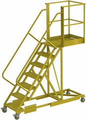 TRI-ARC - 112" 7 Step Configurable Cantilever Ladder - Supported, 300 Lb Capacity, 70" Platform Height, 30" Base Width x 91" Base Depth, Perforated Tread - Industrial Tool & Supply