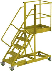 TRI-ARC - 92" 5 Step Configurable Cantilever Ladder - Supported, 300 Lb Capacity, 50" Platform Height, 30" Base Width x 74" Base Depth, Serrated - Industrial Tool & Supply