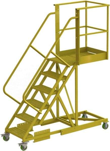 TRI-ARC - 102" 6 Step Configurable Cantilever Ladder - Supported, 300 Lb Capacity, 60" Platform Height, 30" Base Width x 82" Base Depth, Serrated - Industrial Tool & Supply