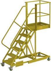TRI-ARC - 102" 6 Step Configurable Cantilever Ladder - Supported, 300 Lb Capacity, 60" Platform Height, 30" Base Width x 82" Base Depth, Serrated - Industrial Tool & Supply