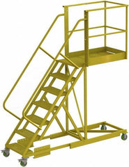 TRI-ARC - 112" 7 Step Configurable Cantilever Ladder - Supported, 300 Lb Capacity, 70" Platform Height, 30" Base Width x 101" Base Depth, Perforated Tread - Industrial Tool & Supply