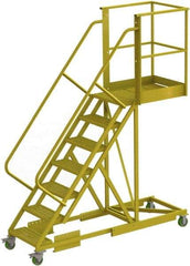 TRI-ARC - 112" 7 Step Configurable Cantilever Ladder - Supported, 300 Lb Capacity, 70" Platform Height, 30" Base Width x 91" Base Depth, Serrated - Industrial Tool & Supply