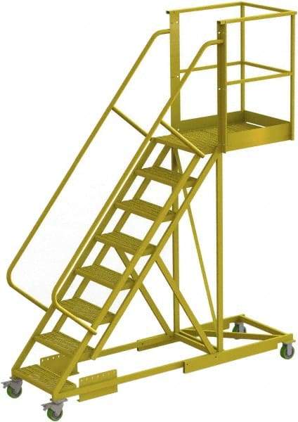 TRI-ARC - 122" 8 Step Configurable Cantilever Ladder - Supported, 300 Lb Capacity, 80" Platform Height, 30" Base Width x 99" Base Depth, Serrated - Industrial Tool & Supply