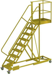 TRI-ARC - 132" 9 Step Configurable Cantilever Ladder - Supported, 300 Lb Capacity, 90" Platform Height, 30" Base Width x 107" Base Depth, Serrated - Industrial Tool & Supply