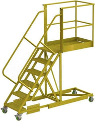 TRI-ARC - 102" 6 Step Configurable Cantilever Ladder - Supported, 300 Lb Capacity, 60" Platform Height, 30" Base Width x 92" Base Depth, Perforated Tread - Industrial Tool & Supply