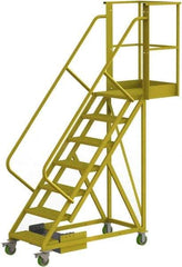 TRI-ARC - 112" 7 Step Configurable Cantilever Ladder - Unsupported, 300 Lb Capacity, 70" Platform Height, 30" Base Width x 81" Base Depth, Perforated Tread - Industrial Tool & Supply