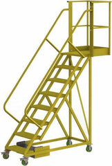 TRI-ARC - 122" 8 Step Configurable Cantilever Ladder - Unsupported, 300 Lb Capacity, 80" Platform Height, 30" Base Width x 89" Base Depth, Perforated Tread - Industrial Tool & Supply