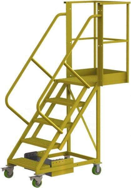 TRI-ARC - 92" 5 Step Configurable Cantilever Ladder - Unsupported, 300 Lb Capacity, 50" Platform Height, 30" Base Width x 64" Base Depth, Serrated - Industrial Tool & Supply