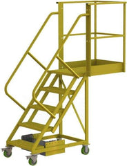 TRI-ARC - 92" 5 Step Configurable Cantilever Ladder - Unsupported, 300 Lb Capacity, 50" Platform Height, 30" Base Width x 74" Base Depth, Perforated Tread - Industrial Tool & Supply
