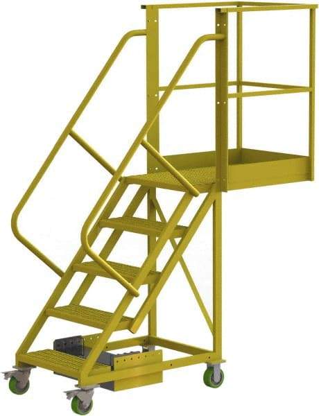 TRI-ARC - 92" 5 Step Configurable Cantilever Ladder - Unsupported, 300 Lb Capacity, 50" Platform Height, 30" Base Width x 74" Base Depth, Serrated - Industrial Tool & Supply