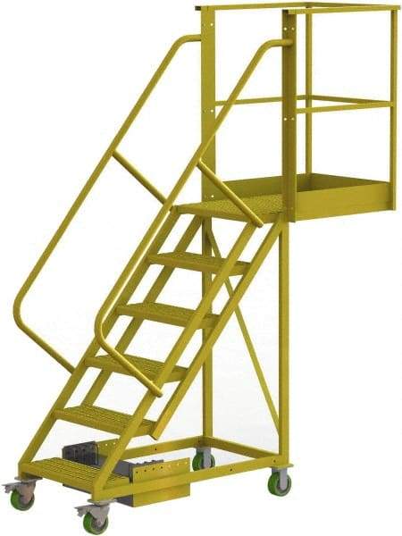 TRI-ARC - 102" 6 Step Configurable Cantilever Ladder - Unsupported, 300 Lb Capacity, 60" Platform Height, 30" Base Width x 82" Base Depth, Serrated - Industrial Tool & Supply