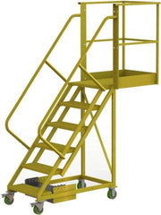 TRI-ARC - 102" 6 Step Configurable Cantilever Ladder - Unsupported, 300 Lb Capacity, 60" Platform Height, 30" Base Width x 82" Base Depth, Serrated - Industrial Tool & Supply