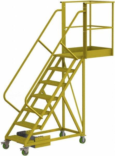 TRI-ARC - 112" 7 Step Configurable Cantilever Ladder - Unsupported, 300 Lb Capacity, 70" Platform Height, 30" Base Width x 91" Base Depth, Serrated - Industrial Tool & Supply