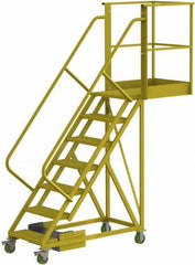 TRI-ARC - 112" 7 Step Configurable Cantilever Ladder - Unsupported, 300 Lb Capacity, 70" Platform Height, 30" Base Width x 91" Base Depth, Serrated - Industrial Tool & Supply
