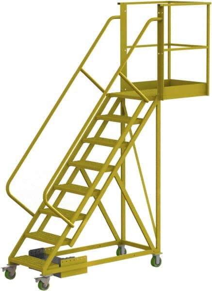 TRI-ARC - 122" 8 Step Configurable Cantilever Ladder - Unsupported, 300 Lb Capacity, 80" Platform Height, 30" Base Width x 99" Base Depth, Serrated - Industrial Tool & Supply