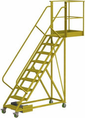 TRI-ARC - 132" 9 Step Configurable Cantilever Ladder - Unsupported, 300 Lb Capacity, 90" Platform Height, 30" Base Width x 107" Base Depth, Serrated - Industrial Tool & Supply