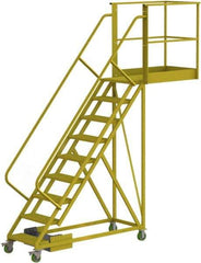TRI-ARC - 132" 9 Step Configurable Cantilever Ladder - Unsupported, 300 Lb Capacity, 90" Platform Height, 30" Base Width x 117" Base Depth, Perforated Tread - Industrial Tool & Supply