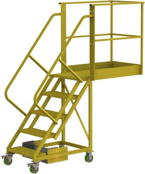 TRI-ARC - 92" 5 Step Configurable Cantilever Ladder - Unsupported, 300 Lb Capacity, 50" Platform Height, 30" Base Width x 84" Base Depth, Serrated - Industrial Tool & Supply