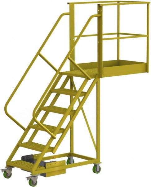 TRI-ARC - 102" 6 Step Configurable Cantilever Ladder - Unsupported, 300 Lb Capacity, 60" Platform Height, 30" Base Width x 92" Base Depth, Serrated - Industrial Tool & Supply