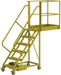 TRI-ARC - 102" 6 Step Configurable Cantilever Ladder - Unsupported, 300 Lb Capacity, 60" Platform Height, 30" Base Width x 92" Base Depth, Serrated - Industrial Tool & Supply