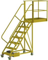 TRI-ARC - 112" 7 Step Configurable Cantilever Ladder - Unsupported, 300 Lb Capacity, 70" Platform Height, 30" Base Width x 101" Base Depth, Serrated - Industrial Tool & Supply