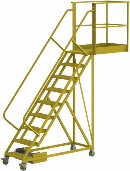 TRI-ARC - 132" 9 Step Configurable Cantilever Ladder - Unsupported, 300 Lb Capacity, 90" Platform Height, 30" Base Width x 117" Base Depth, Serrated - Industrial Tool & Supply
