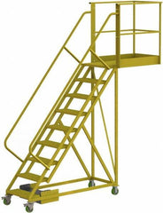 TRI-ARC - 132" 9 Step Configurable Cantilever Ladder - Unsupported, 300 Lb Capacity, 90" Platform Height, 30" Base Width x 117" Base Depth, Serrated - Industrial Tool & Supply
