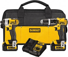 DeWALT - 20 Volt Cordless Tool Combination Kit - Includes 1/2" Hammer Drill & 1/4" Impact Driver, Lithium-Ion Battery Included - Industrial Tool & Supply