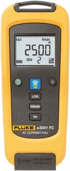 Fluke - FLK-A3001 FC, CAT IV, CAT III, Digital True RMS Wireless Clamp Meter with 10" Flex Jaws - 2500 AC Amps, Measures Current - Industrial Tool & Supply
