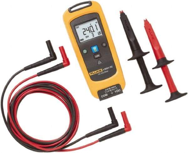 Fluke - 6 VDC to 1,000 VDC, Voltage Tester - LCD Display, +/-0.09 (up to 1,000 V), 0.15 (1,000 V)% Basic DC Accuracy, AA Power Supply - Industrial Tool & Supply